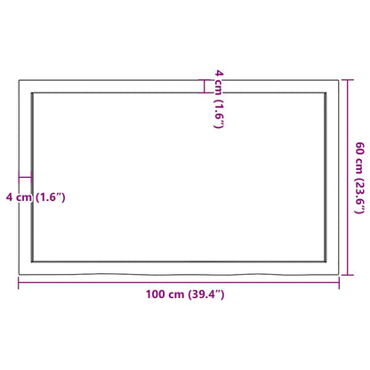 Bathroom Countertop Dark Brown 100x60x(2-6) cm Treated Solid Wood