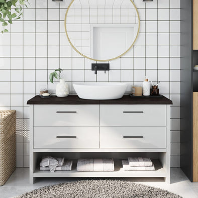 Bathroom Countertop Dark Brown 120x40x(2-4) cm Treated Solid Wood