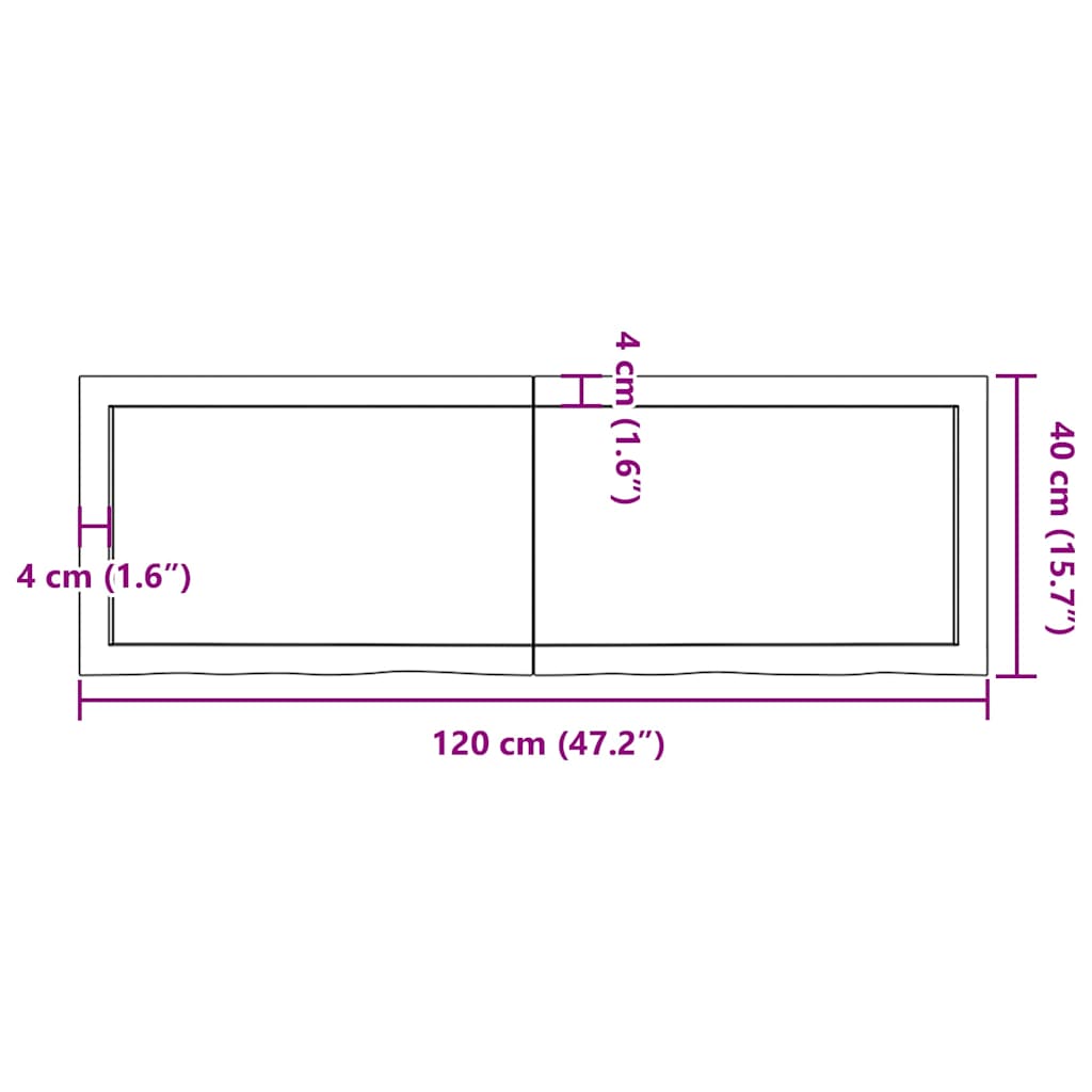 Bathroom Countertop Dark Brown 120x40x(2-6) cm Treated Solid Wood