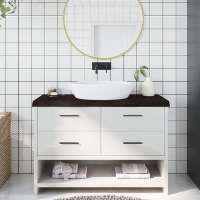 Bathroom Countertop Dark Brown 120x60x(2-6) cm Treated Solid Wood