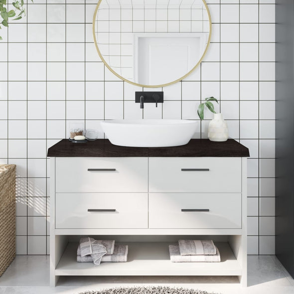 Bathroom Countertop Dark Brown 120x60x(2-6) cm Treated Solid Wood