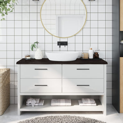 Bathroom Countertop Dark Brown 140x50x(2-4) cm Treated Solid Wood