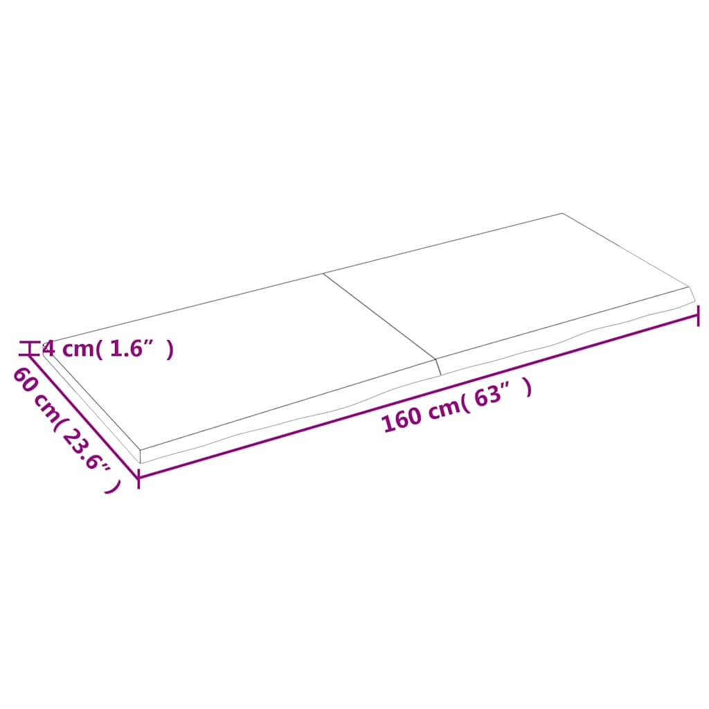 Bathroom Countertop Dark Brown 160x60x(2-4) cm Treated Solid Wood