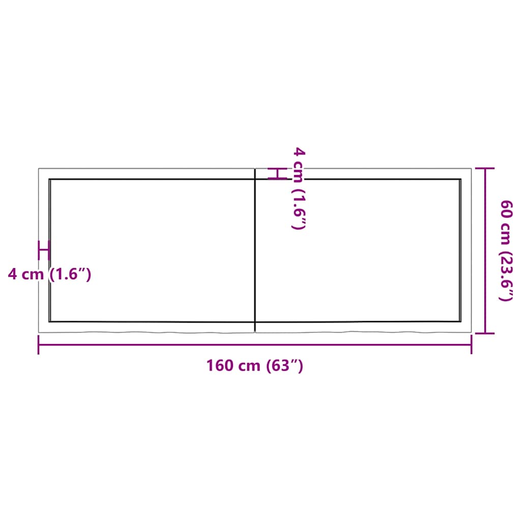 Bathroom Countertop Dark Brown 160x60x(2-4) cm Treated Solid Wood