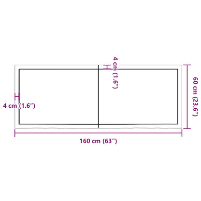 Bathroom Countertop Dark Brown 160x60x(2-6) cm Treated Solid Wood