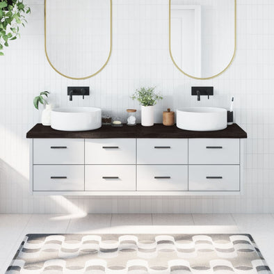 Bathroom Countertop Dark Brown 180x50x(2-6) cm Treated Solid Wood