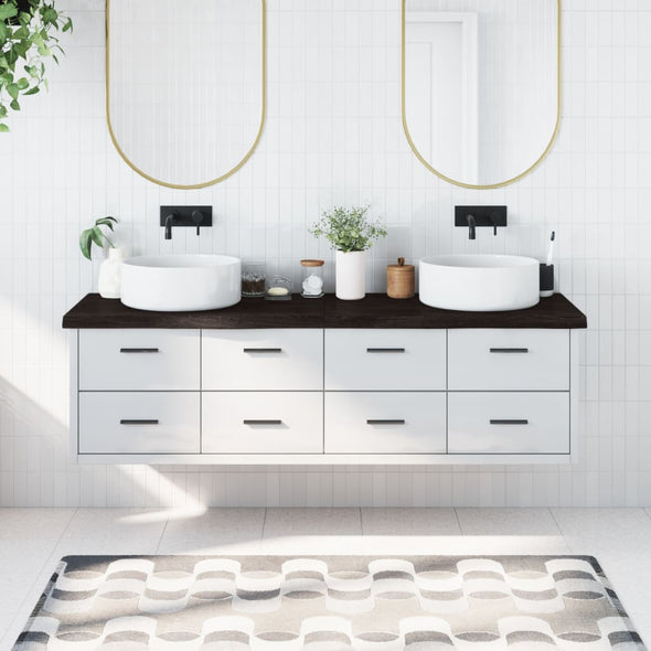 Bathroom Countertop Dark Brown 180x50x(2-6) cm Treated Solid Wood