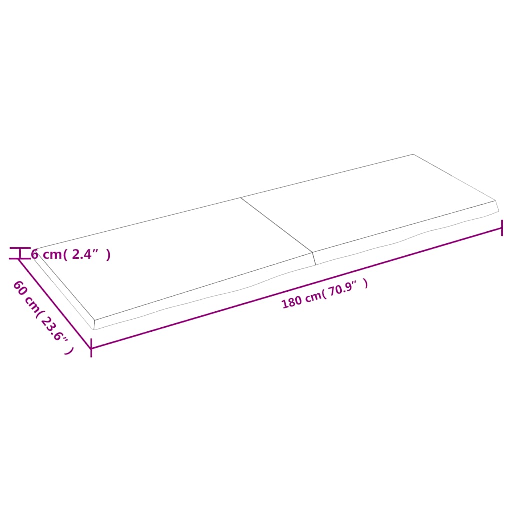 Bathroom Countertop Dark Brown 180x60x(2-6) cm Treated Solid Wood