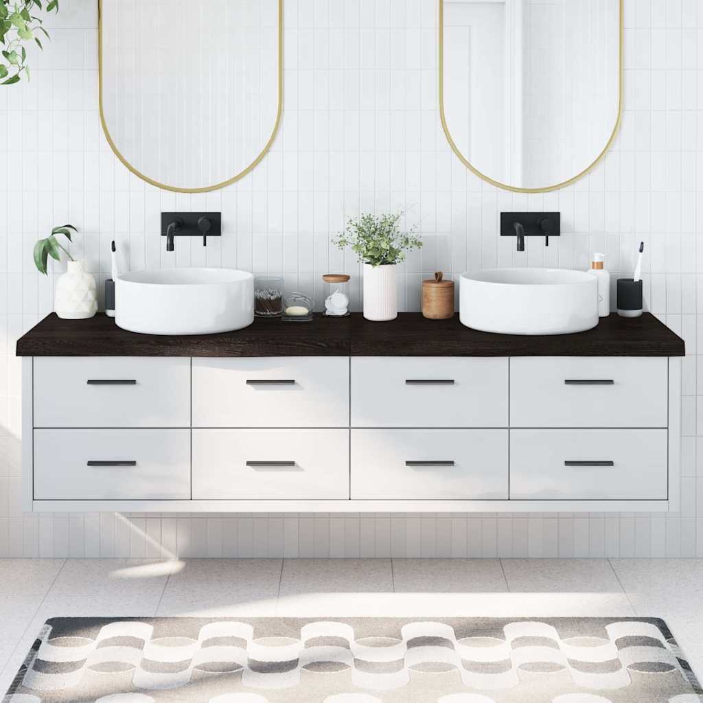 Bathroom Countertop Dark Brown 200x50x(2-6) cm Treated Solid Wood