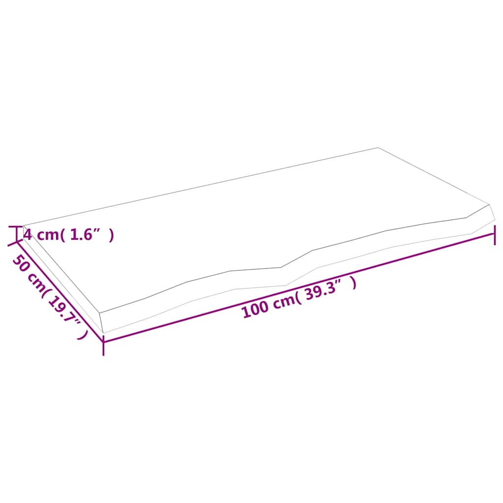 Table Top 100x50x(2-4) cm Untreated Solid Wood Oak