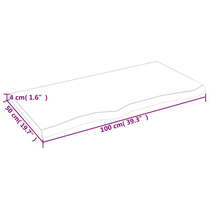 Table Top 100x50x(2-4) cm Untreated Solid Wood Oak