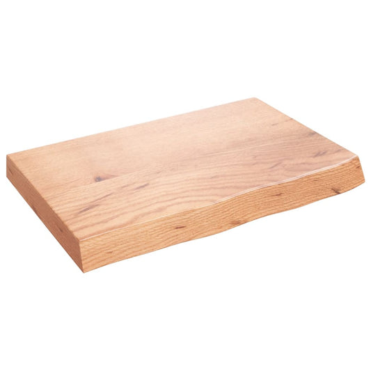Table Top Light Brown 60x40x(2-6) cm Treated Solid Wood Oak