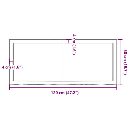 Table Top Light Brown 120x50x(2-6) cm Treated Solid Wood Oak