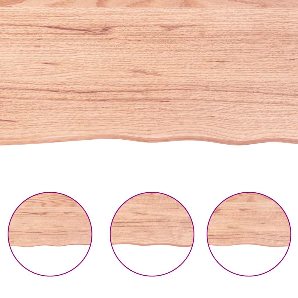 Table Top Light Brown 70.9"x15.7"x(0.8"-1.6") Treated Solid Wood Oak