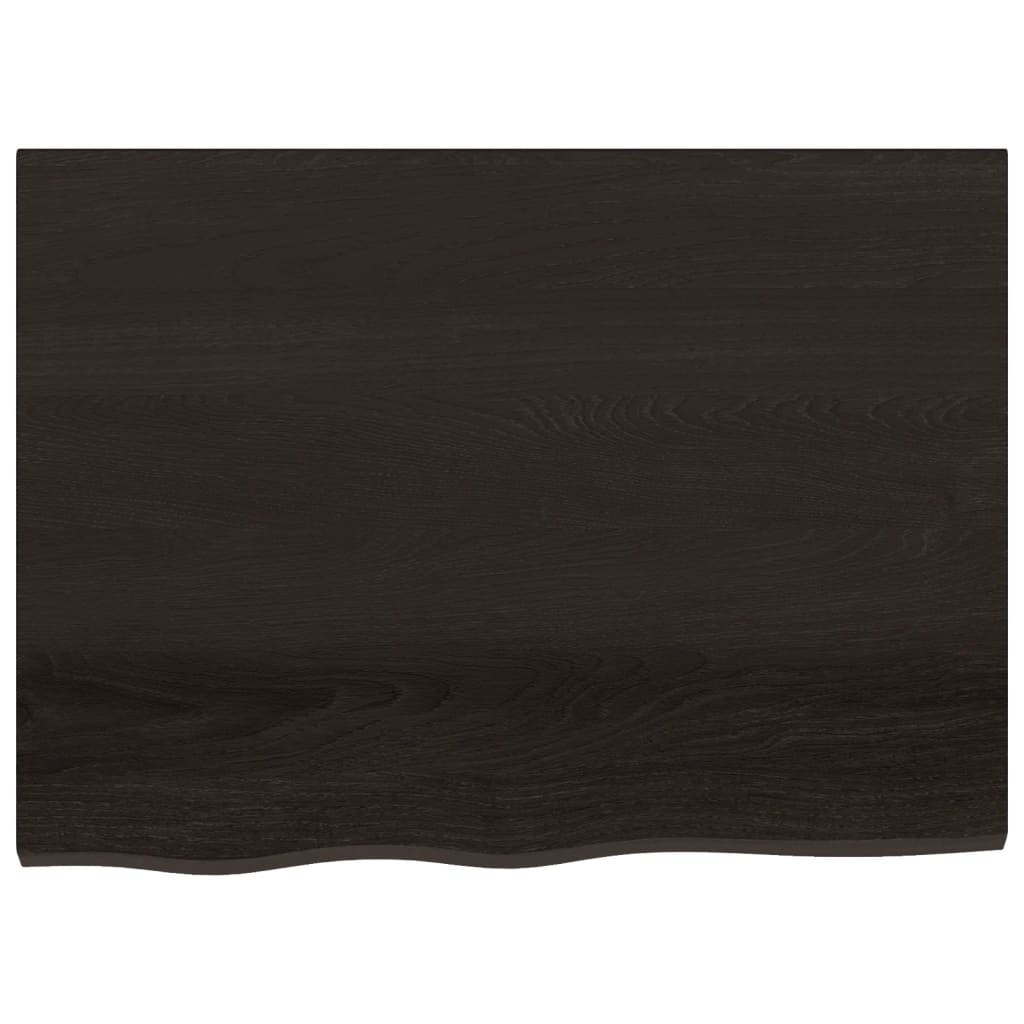 Table Top Dark Brown 80x60x(2-6) cm Treated Solid Wood Oak
