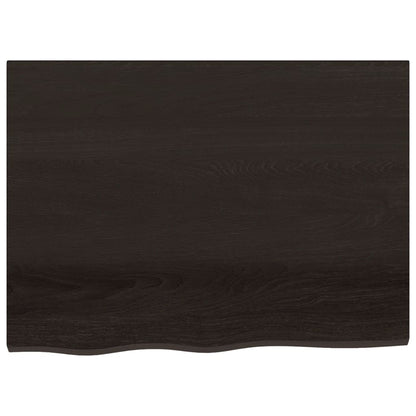Table Top Dark Brown 80x60x(2-6) cm Treated Solid Wood Oak
