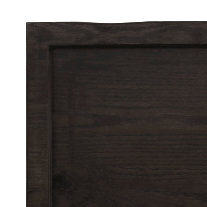 Table Top Dark Brown 80x60x(2-6) cm Treated Solid Wood Oak