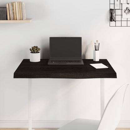 Table Top Dark Brown 80x60x(2-6) cm Treated Solid Wood Oak