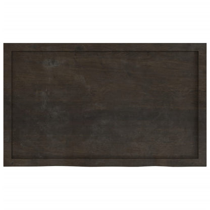 Table Top Dark Brown 100x60x(2-4) cm Treated Solid Wood Oak