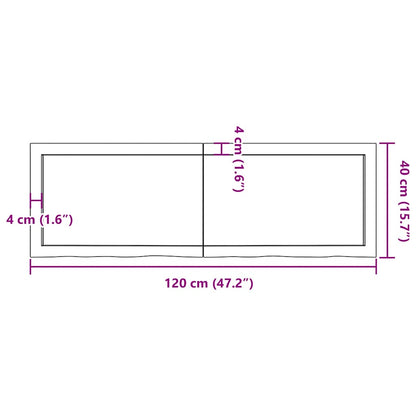 Table Top Dark Brown 120x40x(2-6) cm Treated Solid Wood Oak