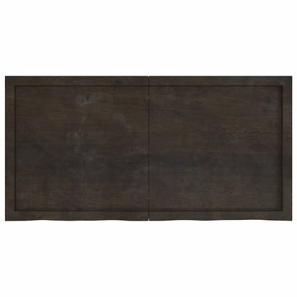 Table Top Dark Brown 120x60x(2-4) cm Treated Solid Wood Oak