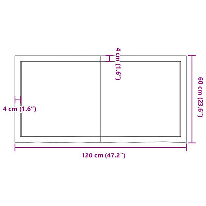 Table Top Dark Brown 120x60x(2-4) cm Treated Solid Wood Oak