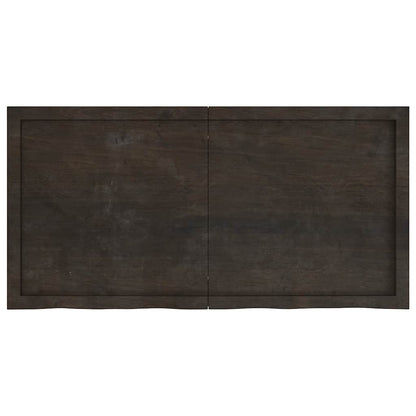Table Top Dark Brown 120x60x(2-6) cm Treated Solid Wood Oak