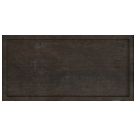 Table Top Dark Brown 120x60x(2-6) cm Treated Solid Wood Oak