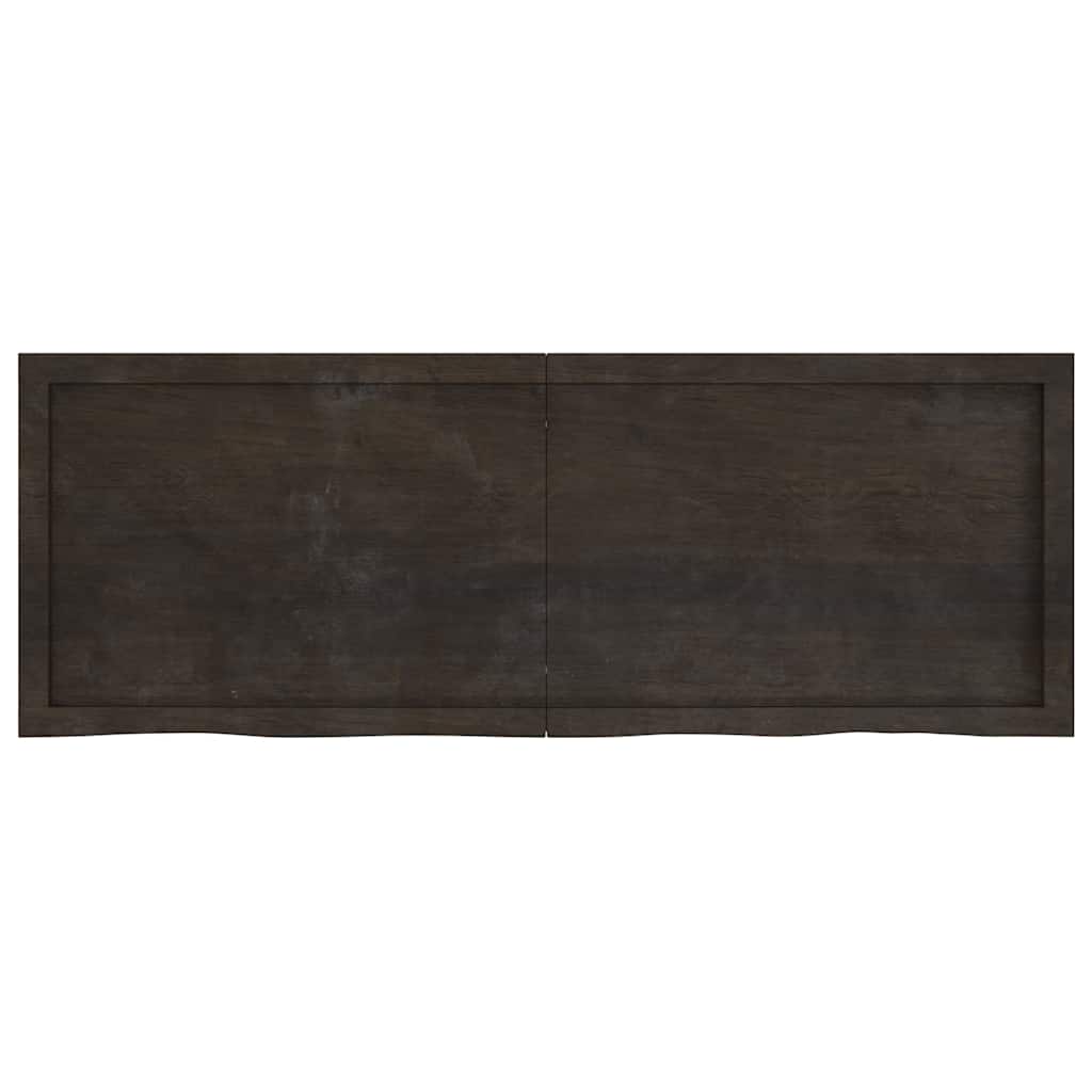 Table Top Dark Brown 140x50x(2-6) cm Treated Solid Wood Oak