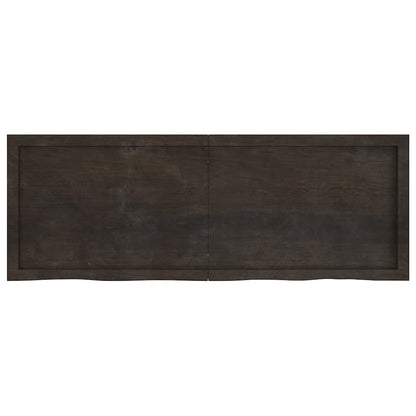 Table Top Dark Brown 140x50x(2-6) cm Treated Solid Wood Oak