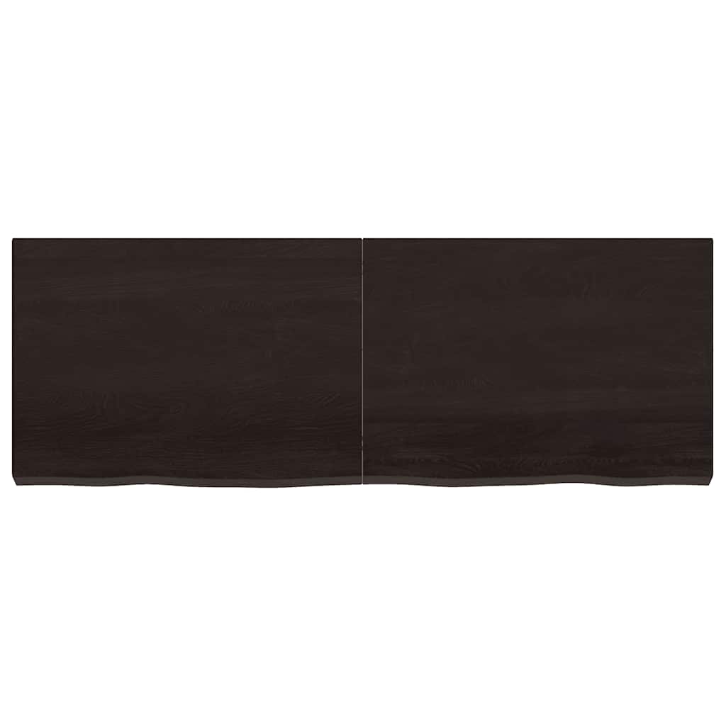 Table Top Dark Brown 140x50x(2-6) cm Treated Solid Wood Oak