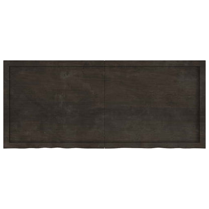 Table Top Dark Brown 140x60x(2-4) cm Treated Solid Wood Oak