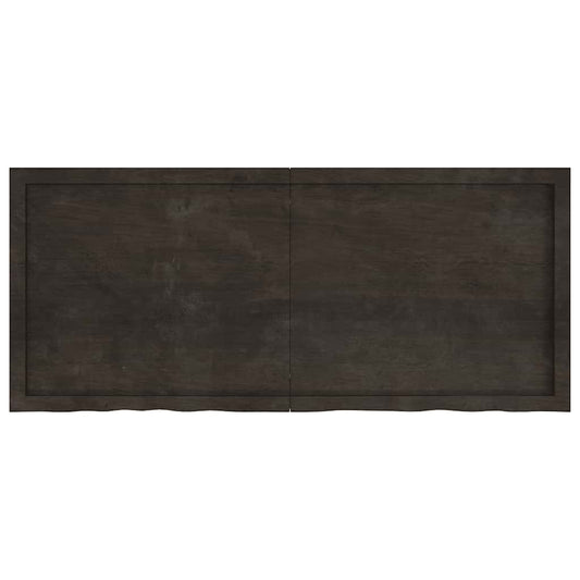 Table Top Dark Brown 140x60x(2-4) cm Treated Solid Wood Oak