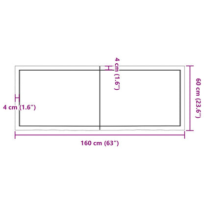 Table Top Dark Brown 160x60x(2-6) cm Treated Solid Wood Oak