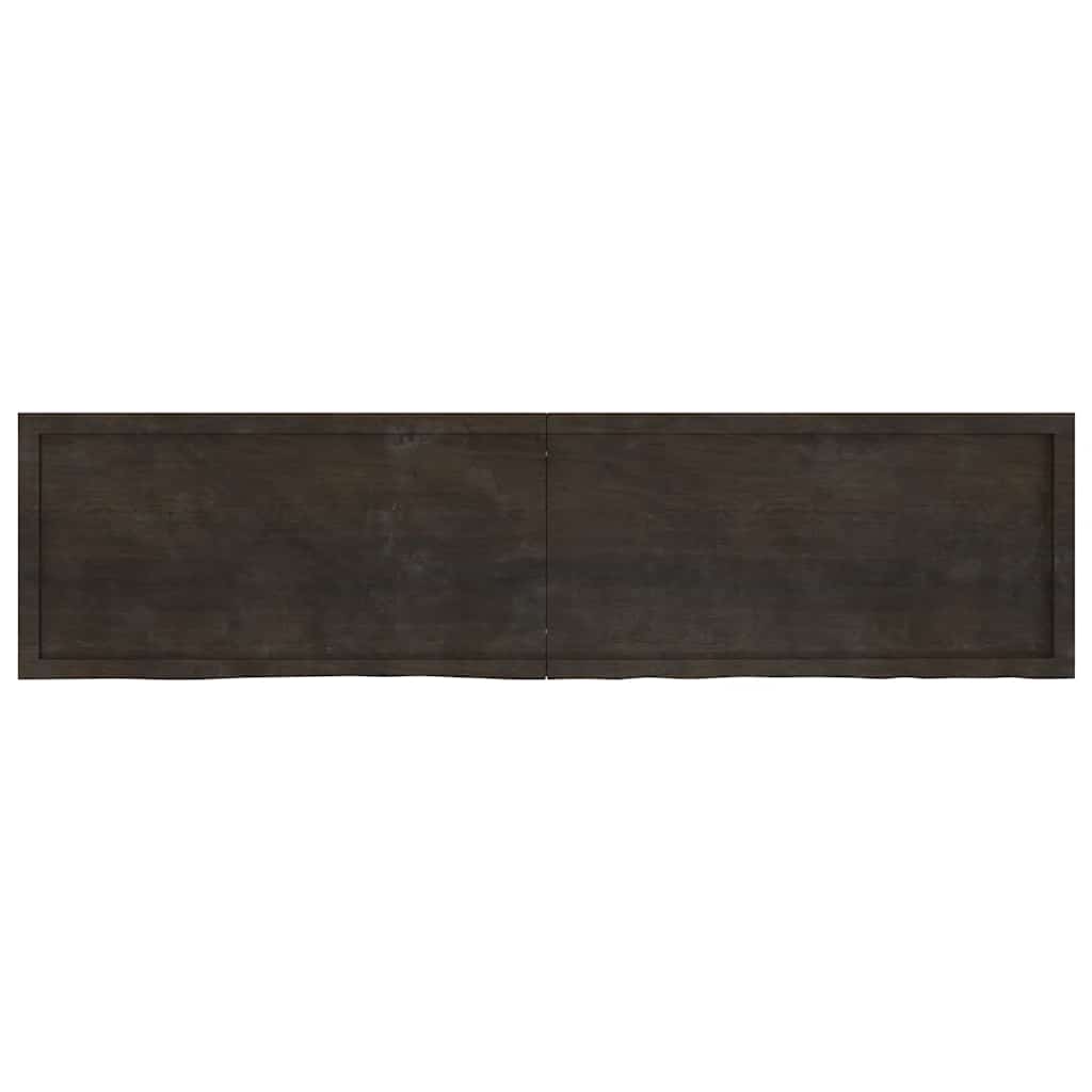 Table Top Dark Brown 200x50x(2-4) cm Treated Solid Wood Oak