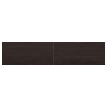 Table Top Dark Brown 220x50x(2-4) cm Treated Solid Wood Oak