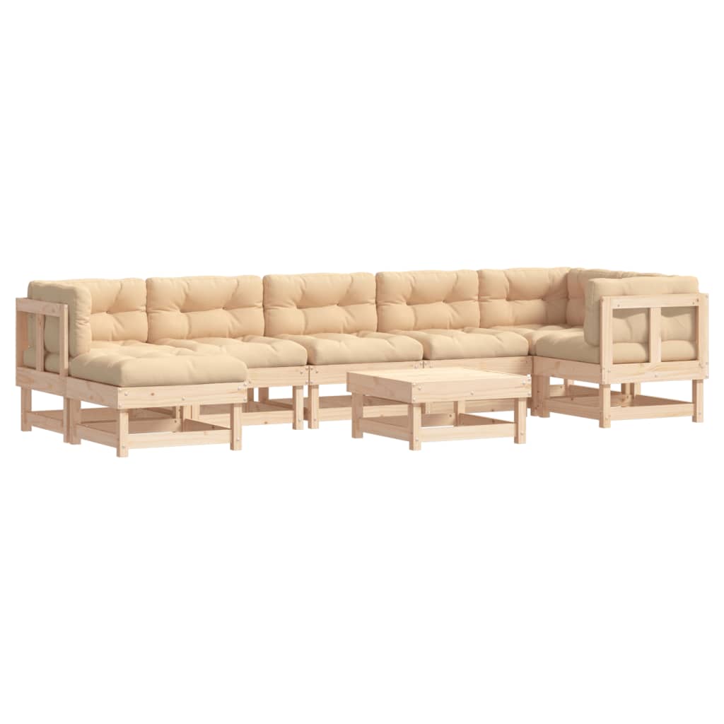 8 Piece Patio Lounge Set with Cushions Solid Wood