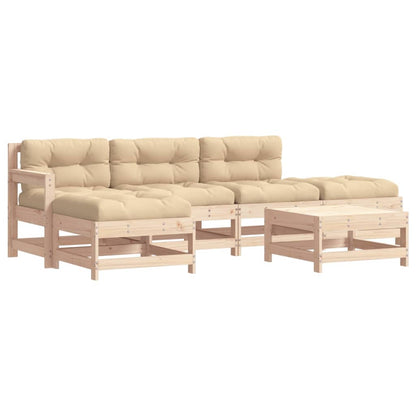 6 Piece Patio Lounge Set with Cushions Solid Wood