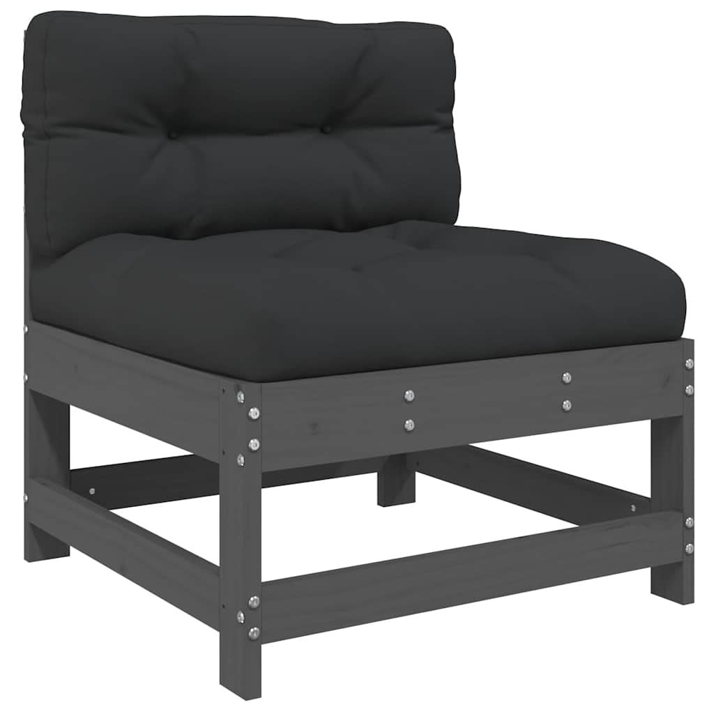 6 Piece Garden Lounge Set with Cushions Grey Solid Wood