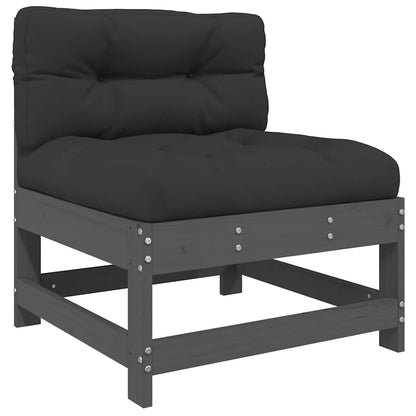 6 Piece Garden Lounge Set with Cushions Grey Solid Wood