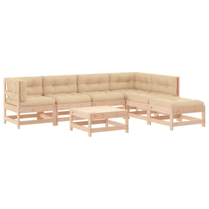 7 Piece Patio Lounge Set with Cushions Solid Wood