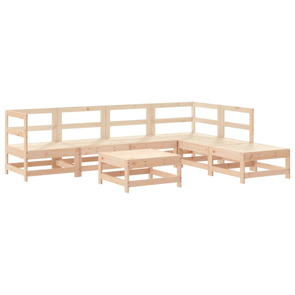 7 Piece Patio Lounge Set with Cushions Solid Wood
