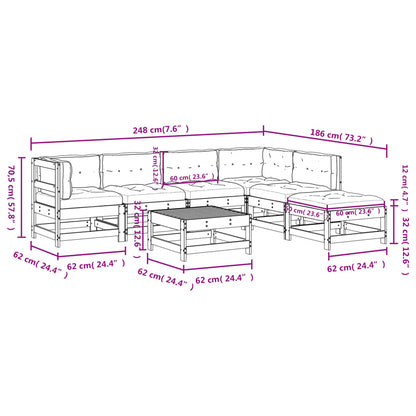 7 Piece Patio Lounge Set with Cushions Solid Wood