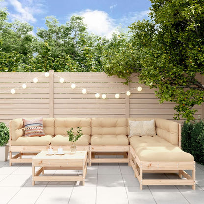 7 Piece Patio Lounge Set with Cushions Solid Wood