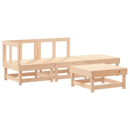 4 Piece Patio Lounge Set with Cushions Solid Wood