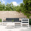 6 Piece Patio Lounge Set White Solid Wood Pine