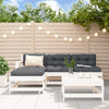 5 Piece Patio Lounge Set White Solid Wood Pine