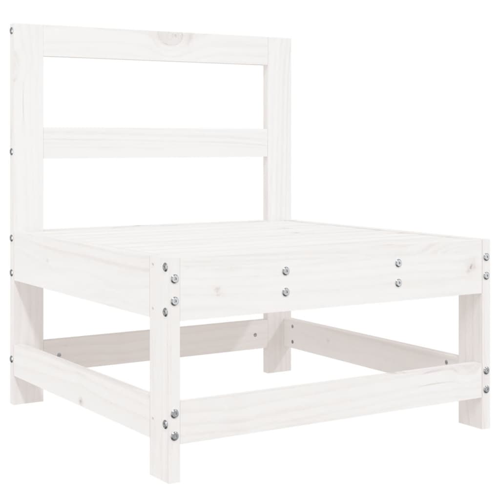 10 Piece Garden Lounge Set White Solid Wood Pine