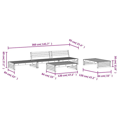 5 Piece Garden Lounge Set Solid Wood Douglas