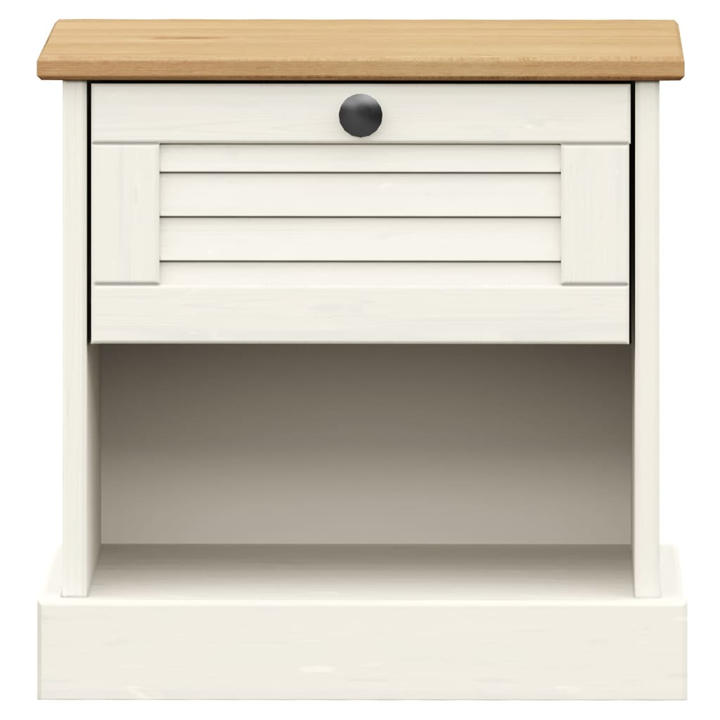 Bedside Cabinet "VIGO" White 42x35x42 cm Solid Wood Pine